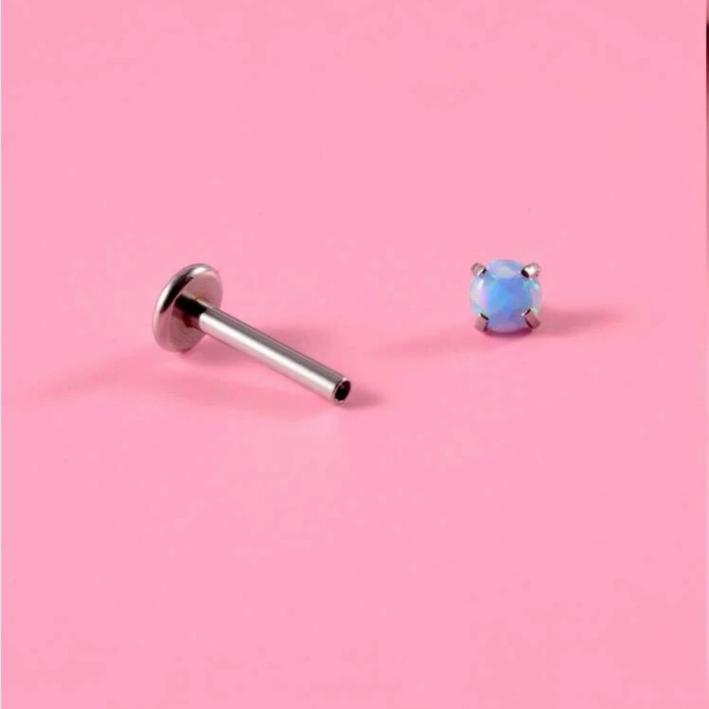 Blue opal 1Pc 16g Labret Piercing Stud NWT - Picture 6 of 8